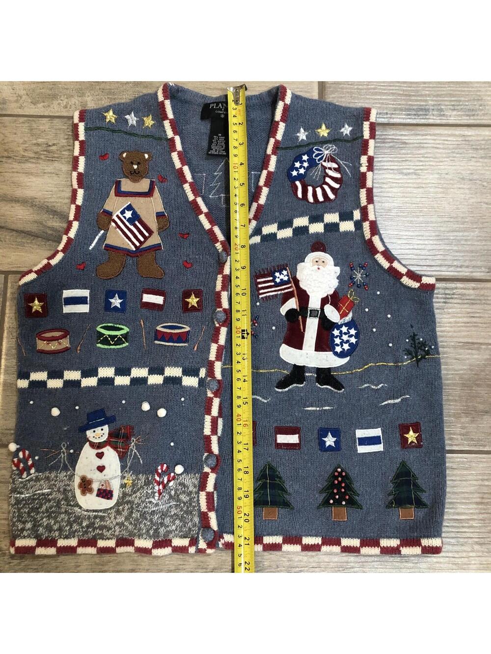 Planet Company Womens Sweater Vest Ugly Holiday Christmas Patriotic‎ USA Size M - Picture 12 of 12